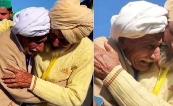 brothers hug each other 74 years after partition