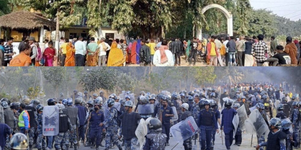 Hanspur in Dhanusha suddenly turned into a battlefield clashes between the police, arson and aerial fire
