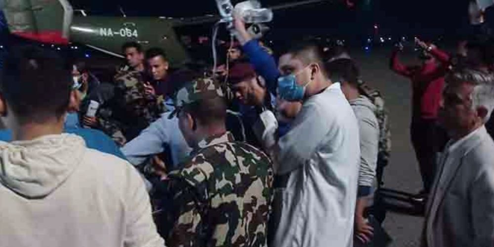 The injured in the fire in Biratnagar's main market were sent to Kathmandu in an army sky truck