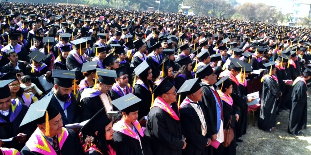 Tribhuvan University's 49th convocation ceremony today, applying for the world record for the number of students being initiated at the same time