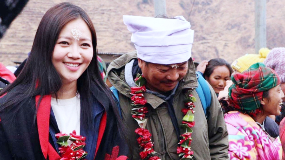 Dayahang and Miruna Taksera for the shooting of 'Gharjwain'