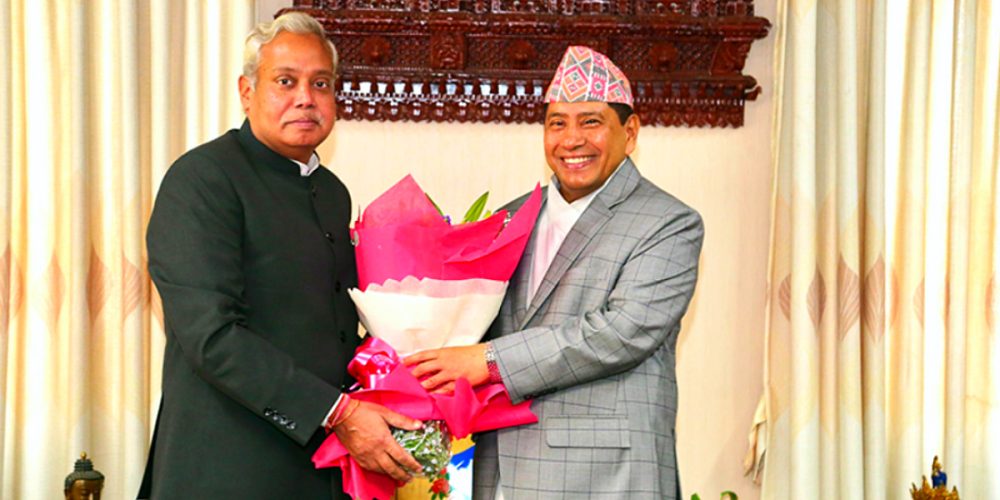 Indian Ambassador Srivastava came to meet Foreign Minister Shrestha