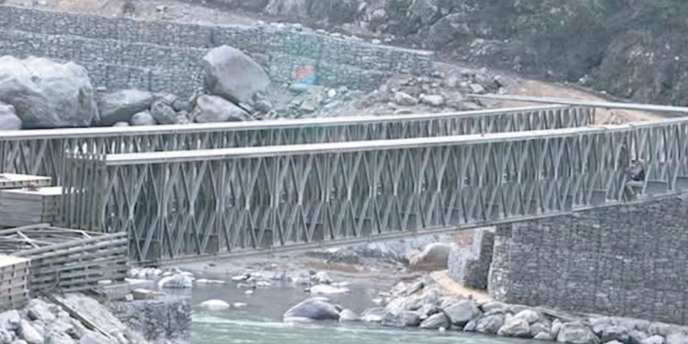 Bailey Bridge Construction in Final Stages on the Washed-away Koshi Bridge