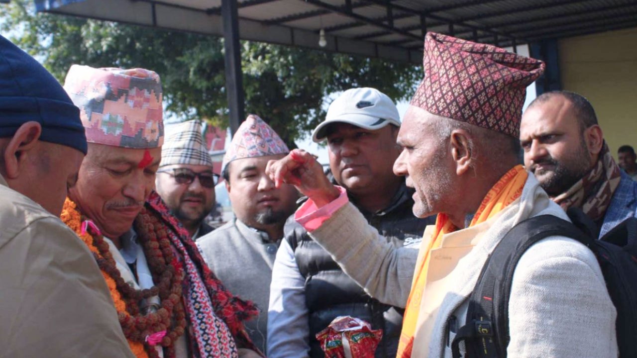 NCP (Unified Socialist) and Durga Prasai's Supporters at the Airport to Welcome Bhim Rawal